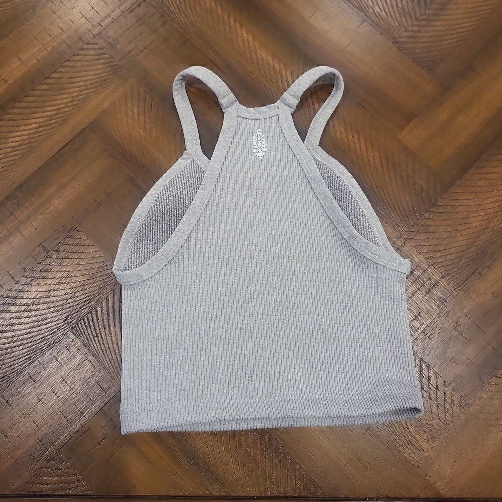 Free People Happiness Runs Ribbed Tank Heather Grey XS/S - Picture 3 of 4